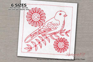 Elegant Bird Sitting On Branch with Floweres