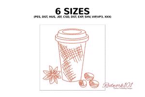 Coffee Cup with Beans and Flower