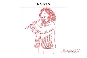 Young Girl Playing Flute