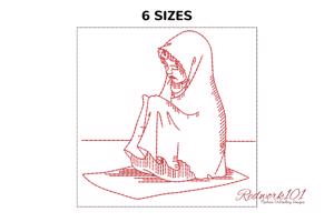 Female muslim praying on the carpet