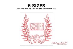 Happy Easter with Decorative Egg and Plants