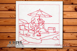 Couple Enjoying Picnic on Beach