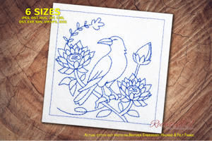 Raven Bird Among Zenobia Flowers