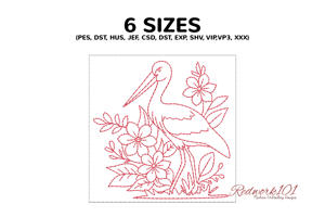 Abdim's Stork and Flowers