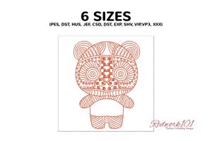 Panda with Zentangle Pattern