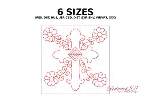 Christian cross with floral design