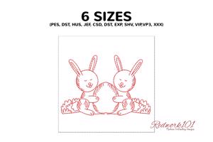 Two Bunnies with Easter Egg