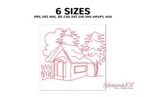 Wooden christmas house with tree