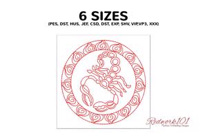 Scorpio zodiac sign in circle frame
