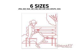 Woman Enjoying Knitting on a Park Bench