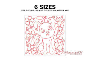 Pleasant Cute Dog With Flower Design