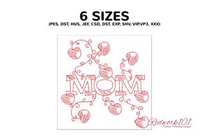 Text MOM with Hearts Pattern 