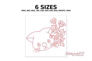 Kitty face with floral pattern
