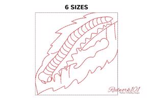 Worm eating leaf