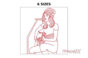 Beautiful passionate female singer playing guitar