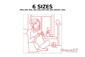 Woman Knitting at Home