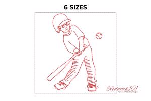 Little Boy Hitting Bat in Baseball