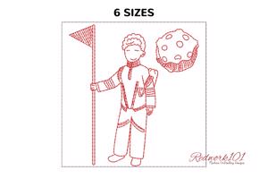 Cartoon boy wearing astronaut costume