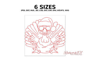 Festive Turkey with Santa Hat and Sunglasses