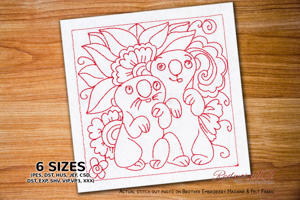 Sweet Otters With Floral Background