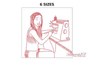 Female doing Embroidery