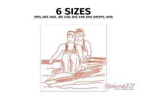 Couple Rowing a Boat 