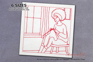 Woman Knitting by Window