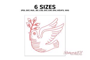 Christian symbols dove with olive branch.