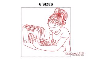 Girl learning Sewing