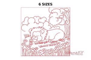 Lion Sleeping on Grass