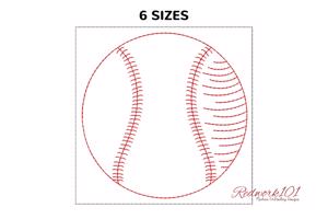 Baseball in white leather with red stitches