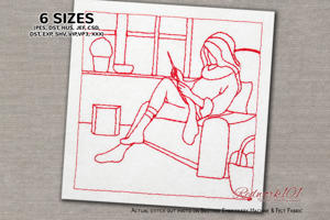 Woman Knitting on the Sofa