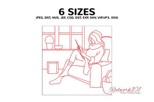 Woman Knitting on the Sofa